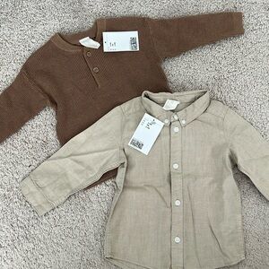 NWT H&M baby set of 2 dress holiday shirts